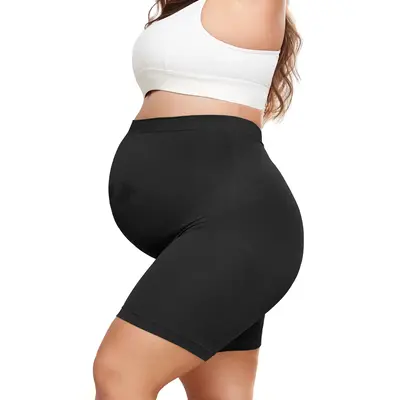 Plus Size Maternity Shapewear for Under Dresses Over Belly Pregnancy Underwear Mid-Thigh High Waist Shorts Panties for Baby S...