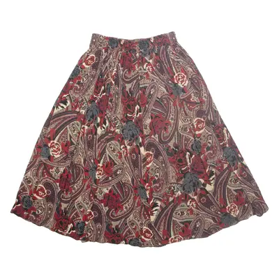 Womens A-Line Skirt Maroon Midi Paisley M
