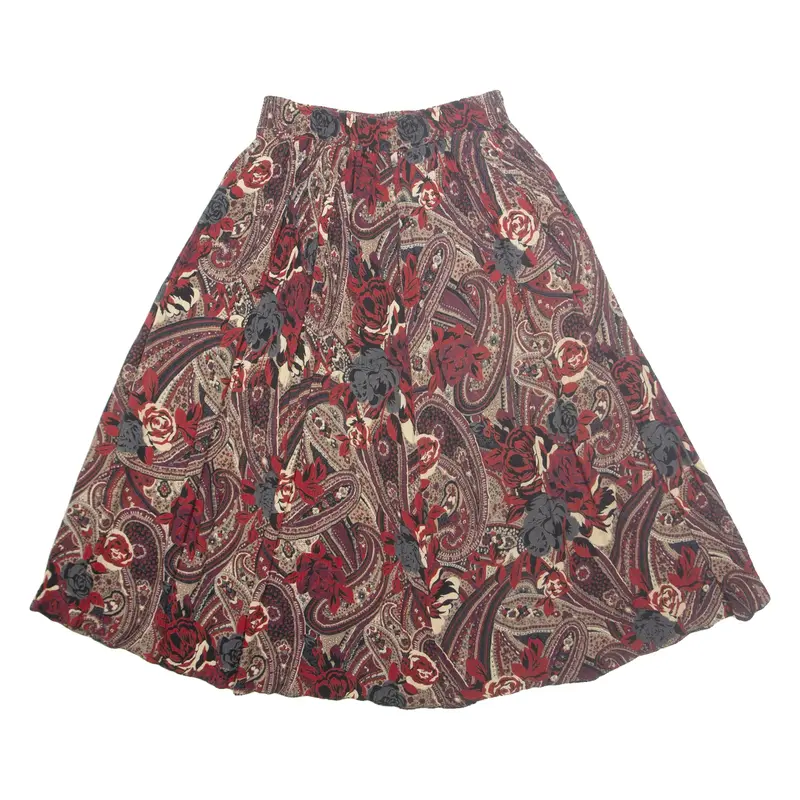 Womens A-Line Skirt Maroon Midi Paisley M