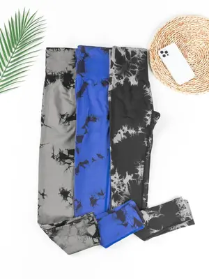 Women's Tie Dye Print High Waist Sports Leggings, Comfy High Stretch Skinny Pants for Workout Running, Women Sport & Outdoor ...
