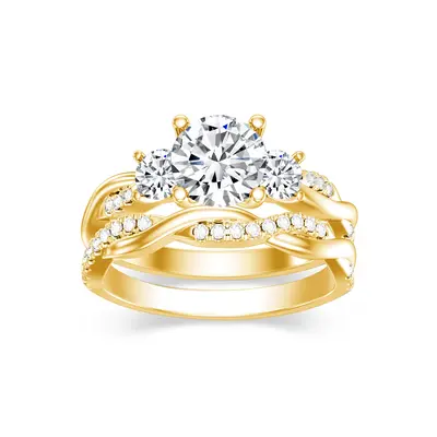 10K White Gold 1 CT Moissanite Bridal Set