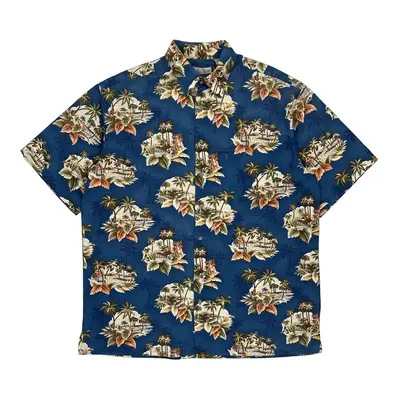 Hollis River Tall Hawaiian Shirt - Large Blue Cotton
