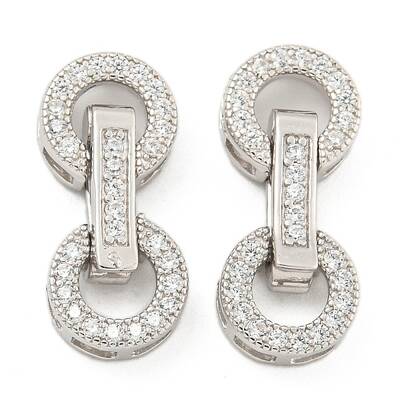 925 Sterling Silver Micro Pave Clear Cubic Zirconia Fold Over Clasps