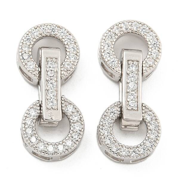 925 Sterling Silver Micro Pave Clear Cubic Zirconia Fold Over Clasps
