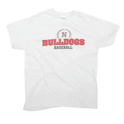 GILDAN New Albany Bulldogs Baseball USA T-Shirt White Short Sleeve Mens M