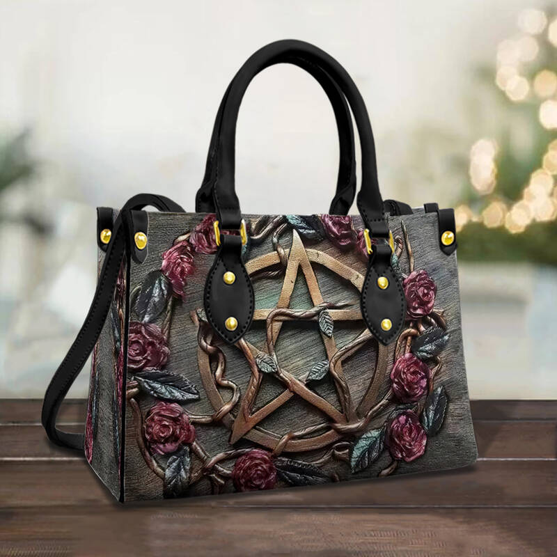Wicca Leather Bag 3d Rose Star Handbag