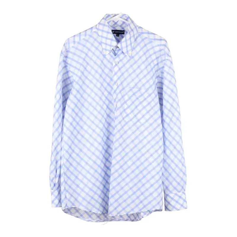 First American Patterned Shirt - Large Blue Viscose Blend