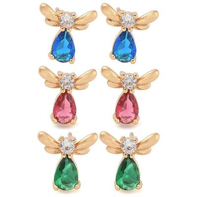 Rack Plating Brass Cubic Zirconia Stud Earrings