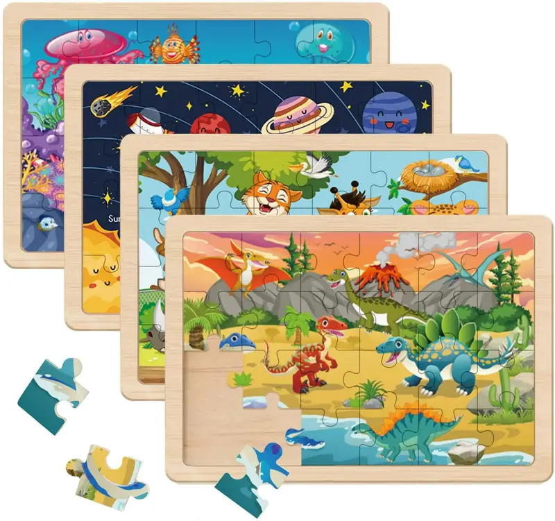 Puzzles for Kids Ages 4-6, 24 Pack Wooden Puzzles for Kids Ages 3 4 5 6 7 8 Year Olds Puzzles Toys. Children Jigsaw Puzzles f...