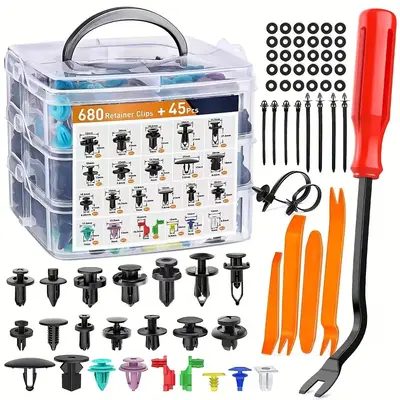 Car Bumper Repair Tool Kit, Car Bumper Repair Kit, Universal Plastic Rivet Fastener Clips, Car Body Push Retainer Pin Rivet B...