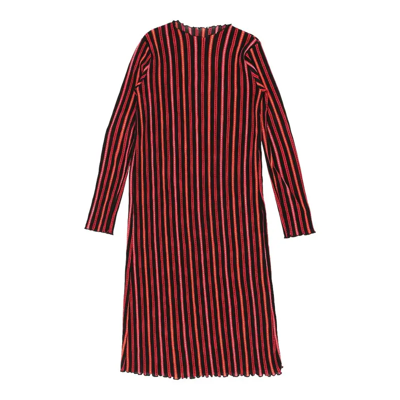 Unbranded Striped Midi Dress - Medium Red Cotton