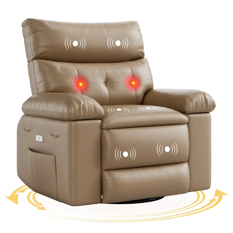 Garvee Oversized Recliner Chairs with Heat and Massage - 360° Swivel Lazy Boy Recliner Chair for Adults- Manual Rocking Chai...