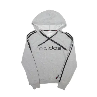 ADIDAS V Neck Hoodie Grey Pullover Womens UK 10