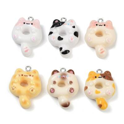 Cat Shape Donut Resin Pendants