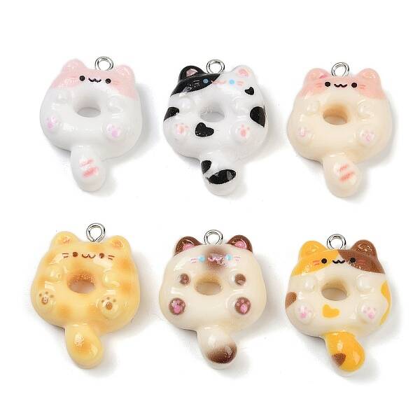 Cat Shape Donut Resin Pendants
