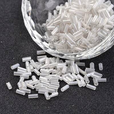 Transparent Colours Pearl Luster Plated Round Hole Glass Bugle Beads