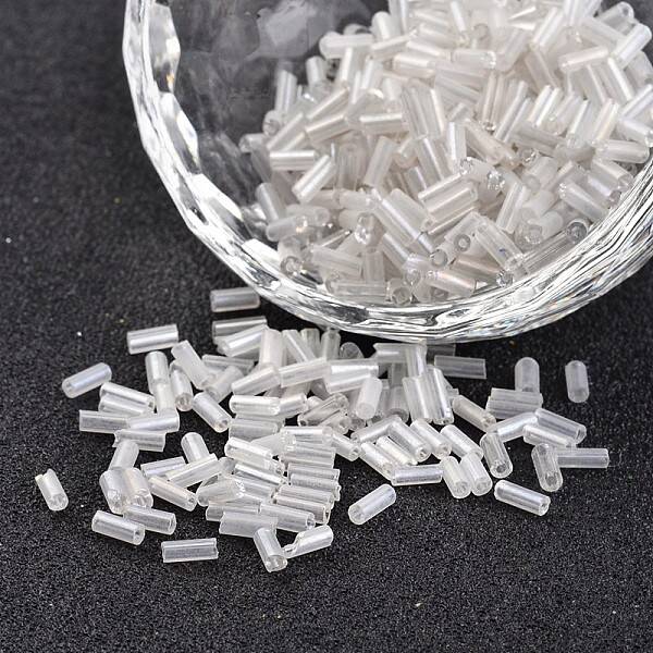 Transparent Colours Pearl Luster Plated Round Hole Glass Bugle Beads