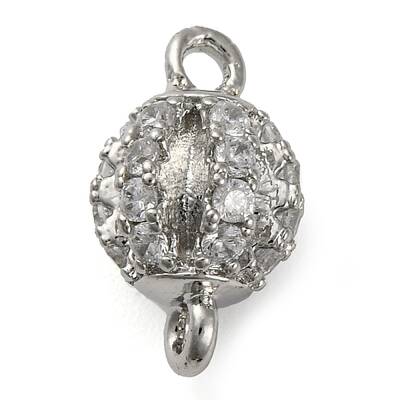 Brass Micro Pave Clear Cubic Zirconia Connector Charms