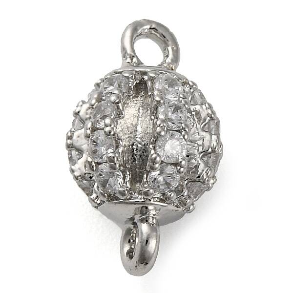 Brass Micro Pave Clear Cubic Zirconia Connector Charms