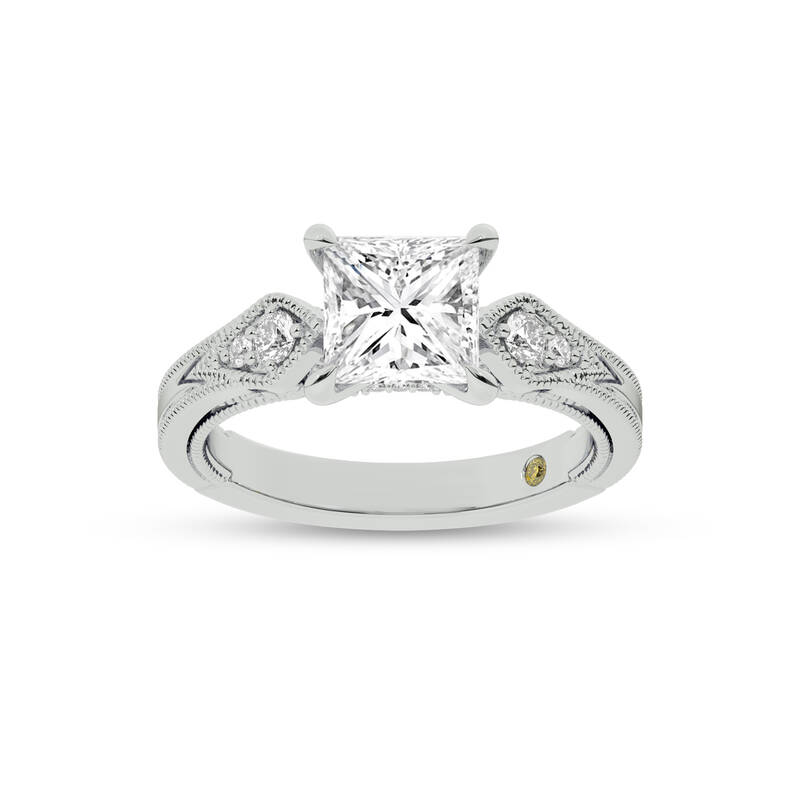 Vesta Vintage Inspired Princess Cut Lab Grown Diamond Engagement Ring | 14K White Gold 2 3/4 CT. TW.