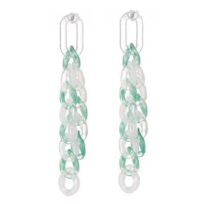 Acrylic Curb Chain Tassel Dangle Stud Earrings for Women