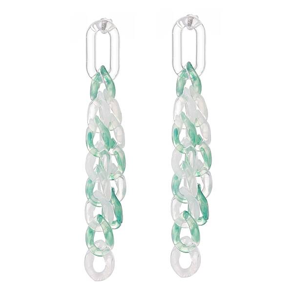 Acrylic Curb Chain Tassel Dangle Stud Earrings for Women