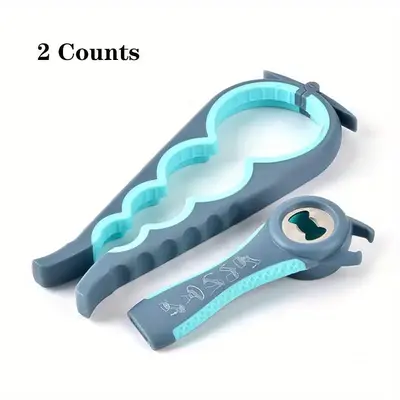 5 in 1 Multifunctional Jar Bottle Opener, 2 Counts Portable Manual Bottle Cap Remover, Bottle Opener for Home Kitchen Party O...