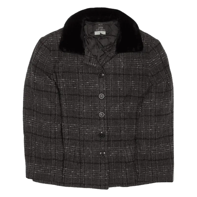 ZARA Blazer Jacket Brown Check Womens M