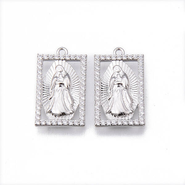 Brass Micro Pave Clear Cubic Zirconia Pendants