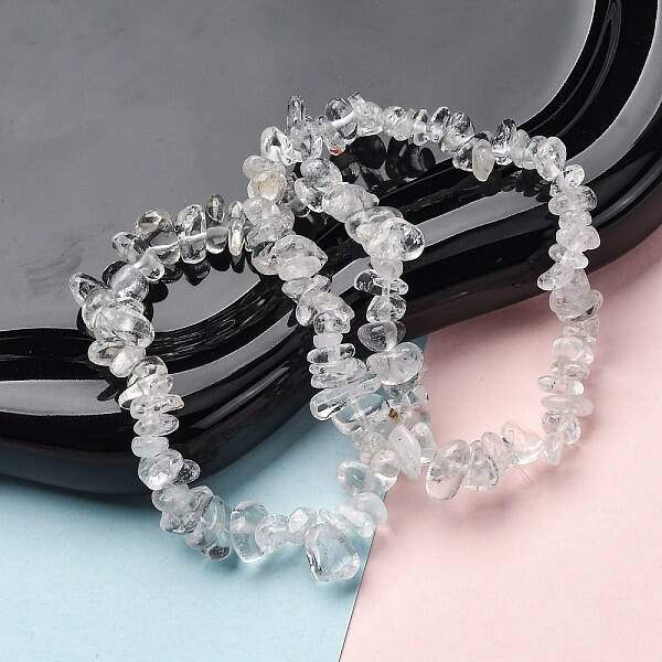Unisex Chip Natural Quartz Crystal Beaded Stretch Bracelets