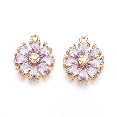 Real 18K Gold Plated Brass Micro Pave Cubic Zirconia Pendants