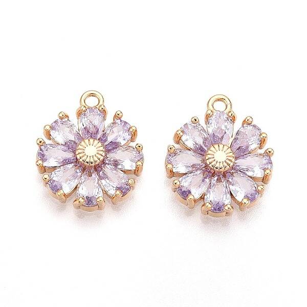 Real 18K Gold Plated Brass Micro Pave Cubic Zirconia Pendants