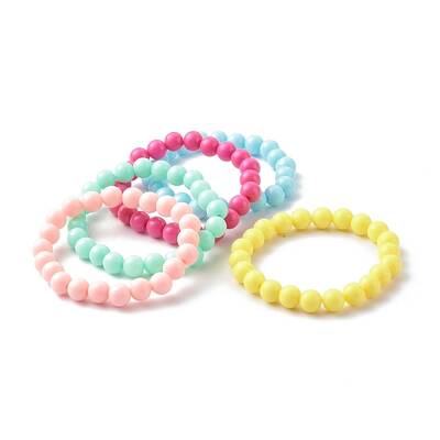 Opaque Acrylic Beads Stretch Bracelet for Kid