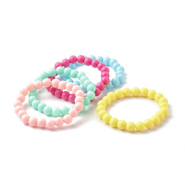 Opaque Acrylic Beads Stretch Bracelet for Kid