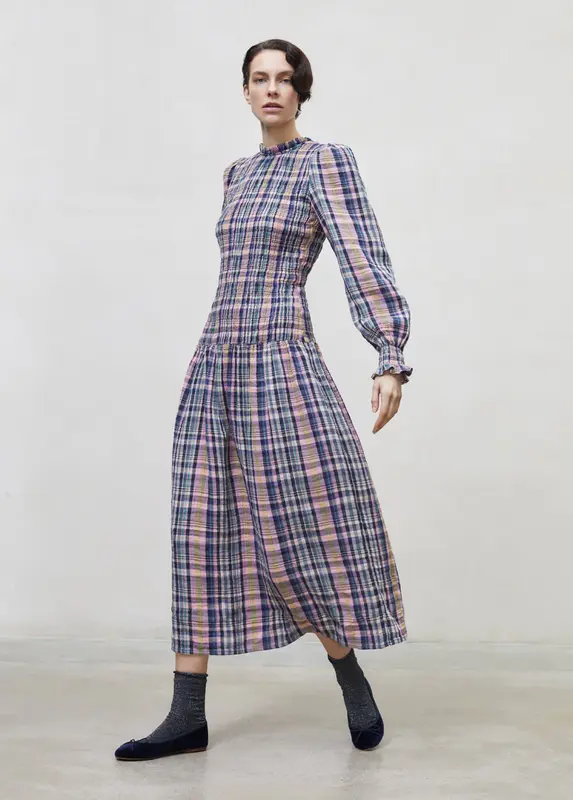 Women checked midi dress | Size: S