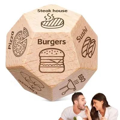 Date Night Dice for Couples - Wooden Couple Dating Fun Dice with Food Decisions & Date Ideas for Couples - Gifts for Boyfrien...