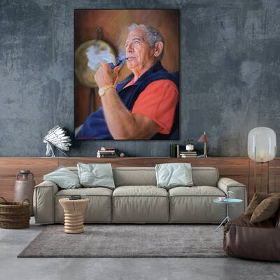 Original Paintings from Photo Father Acrylic Wall Art Abstract Grandfather Artwork for Home Decor | PAINTING FROM PHOTO #26
