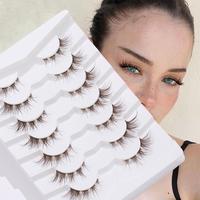 Fluffy False Eyelashes, 7 Pairs Fish Tail Crossed Fake Cluster Lashes with Clear Bands for Lash Extensions, Eyelash Extension...