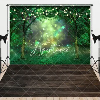 Aperturee Lighted Green Magical Forest Combo Set Backdrop, 7 x 5 ft / 7 x 5 ft, 97.4 USD, combo set backdrops, LH0E022-D, CYH...