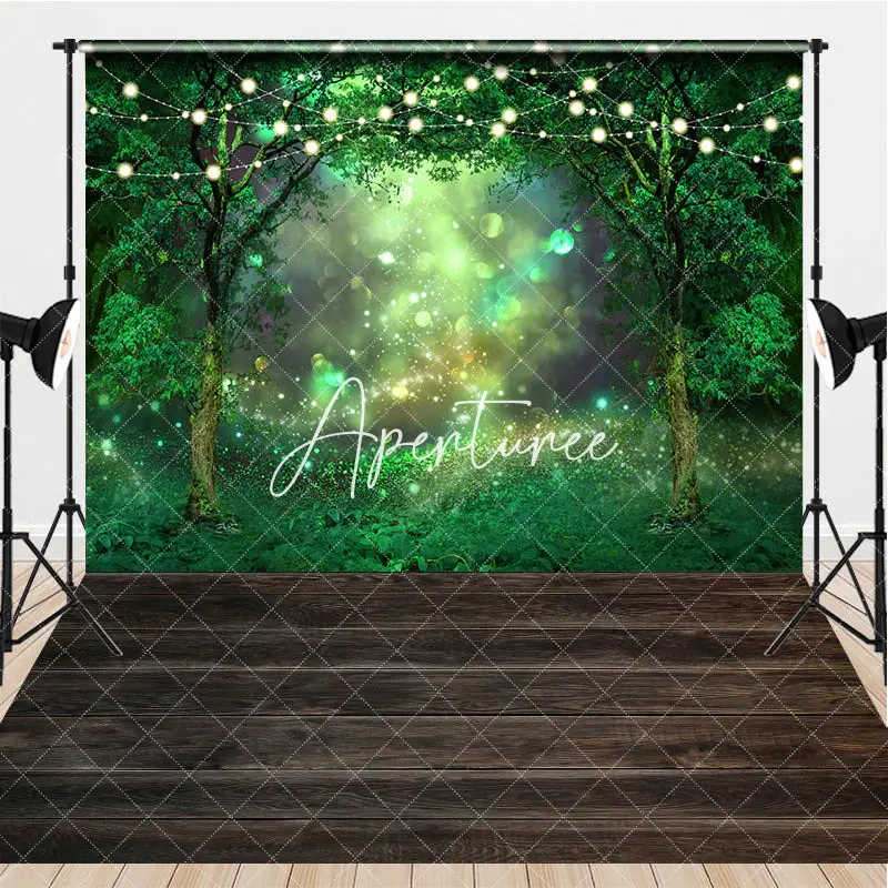 Aperturee Lighted Green Magical Forest Combo Set Backdrop, 7 x 5 ft / 7 x 5 ft, 97.4 USD, combo set backdrops, LH0E022-D, CYH...