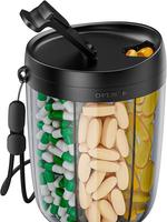 Large Pill Bottle Organizer, Supplement Organizer for Holding 6 Various Vitamins, Pill Box Case with Anti-Mixing & Wide Openi...