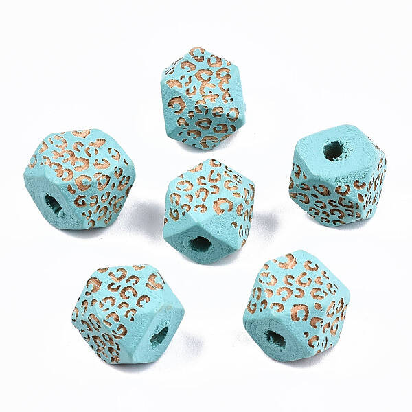 Painted Natural Wood Beads