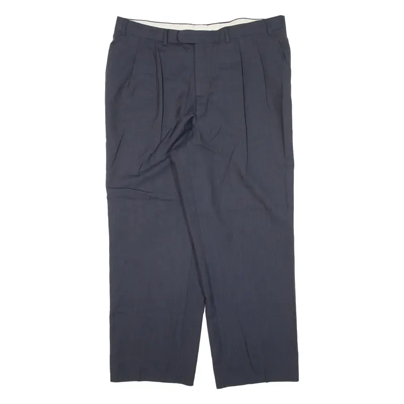 CERRUTI Pleated Mens Trousers Blue Relaxed Straight W35 L26