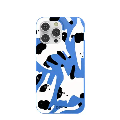 Electric Blue Cat Cow iPhone 14 Pro Max Case