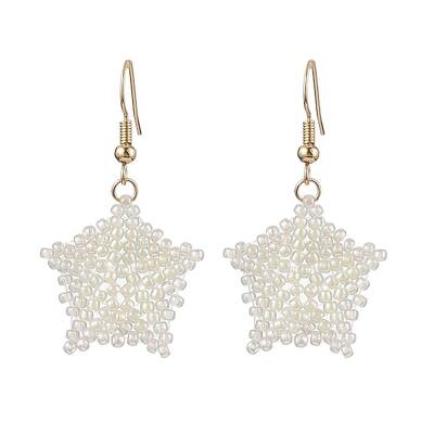Snowflake Braided Glass Seed Bead Dangle Earrings