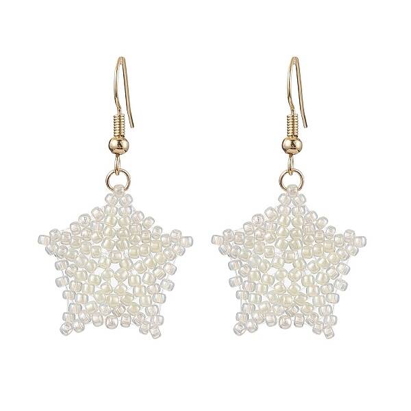 Snowflake Braided Glass Seed Bead Dangle Earrings