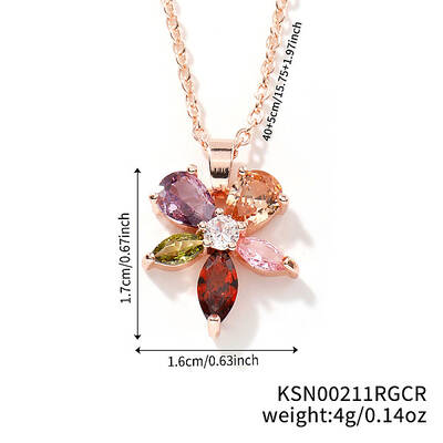 Brass Colorful Rhinestone Pendant Necklaces for Women