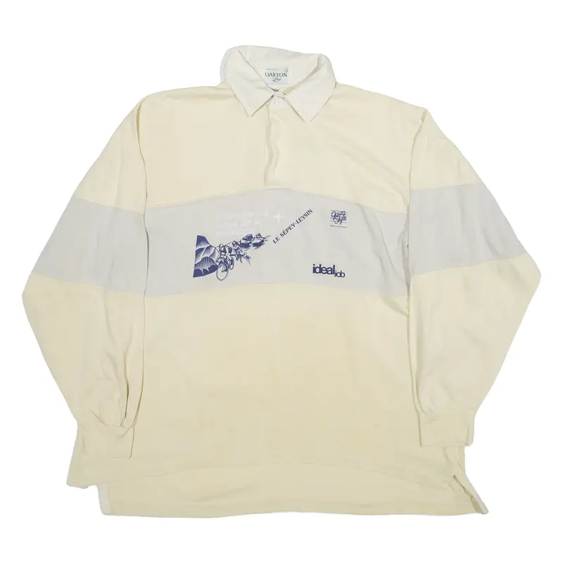 OAKTON Mens Polo Shirt Yellow Long Sleeve M