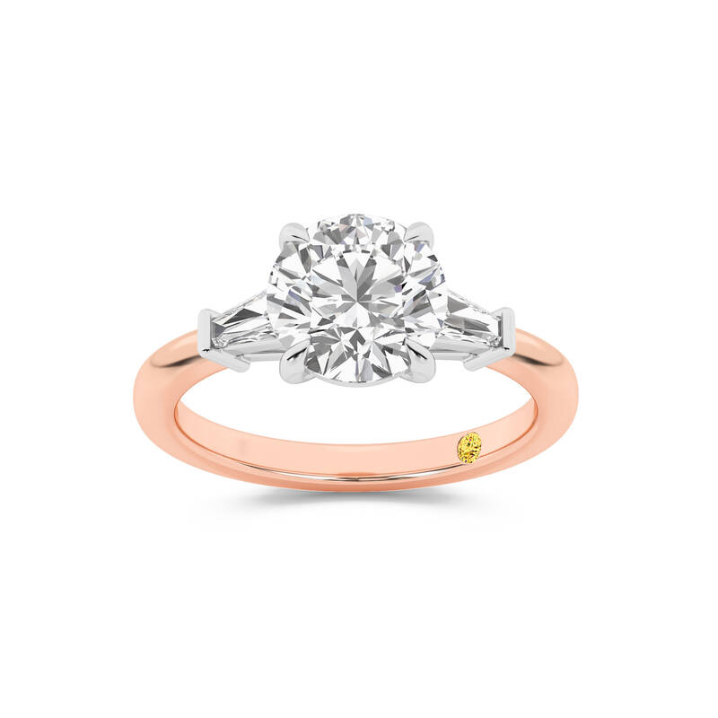 Valentina Tapered Baguette Lab Grown Three Stone Round Diamond Engagement Ring |10K Rose Gold 2 1/3 CT. TW.