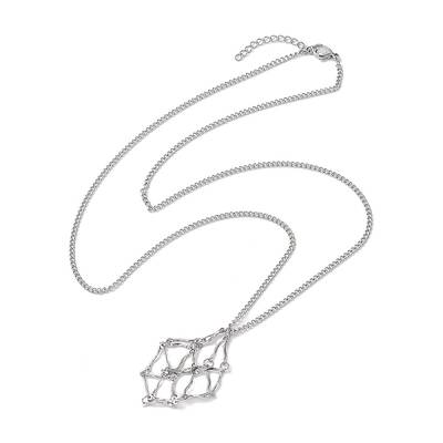 Non-Tarnish Stainless Steel Macrame Pouch Empty Stone Holder for Necklace Makings